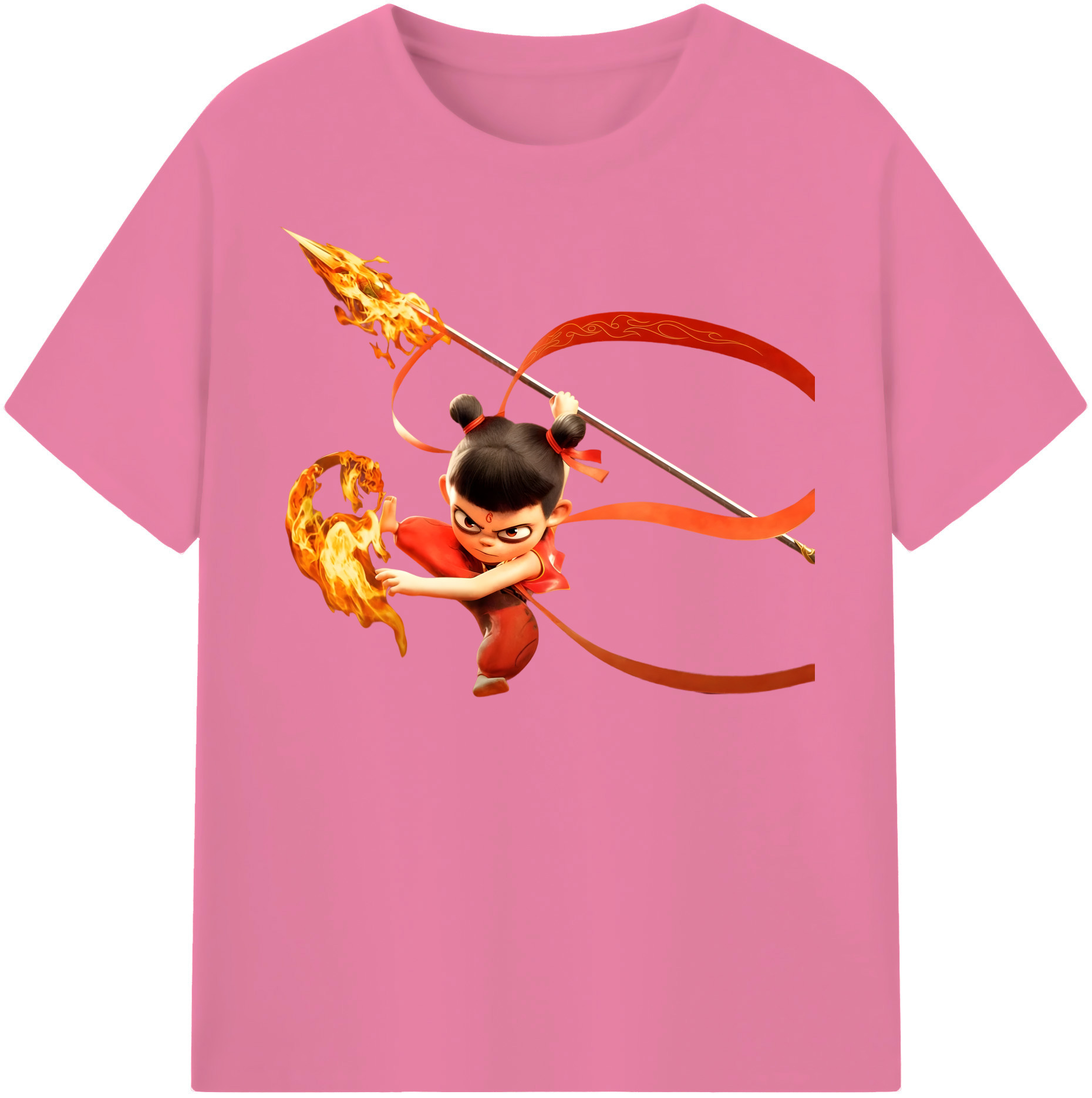 （画像用） Ne Zha 2 ナタ 魔童の大暴れ 綿100％半袖Tシャツ（フロントプリント）
